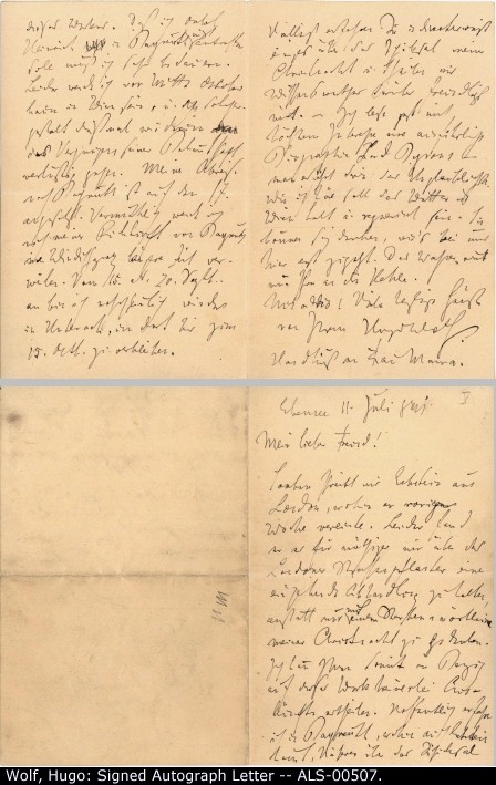 Wolf, Hugo - Autograph Letter Signed