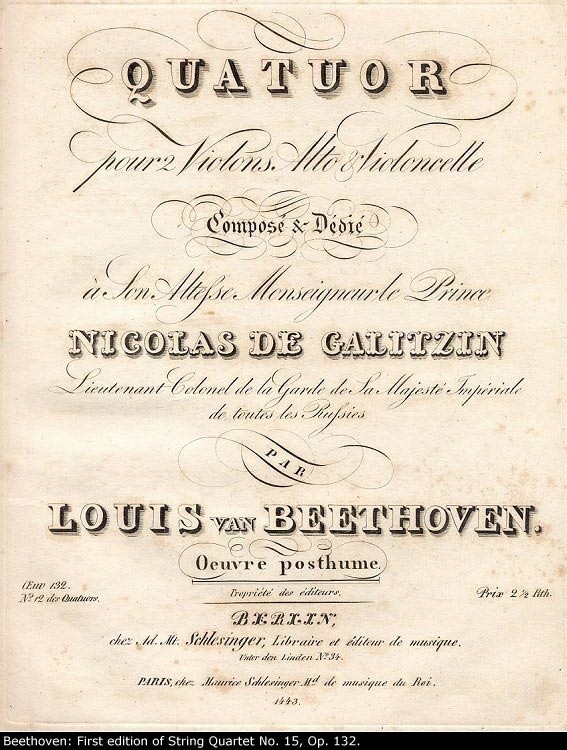 Beethoven, Ludwig van - String Quartet, Op. 132, Quatuor pour 2