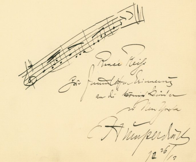 Humperdinck, Engelbert - Autograph Musical Quotation at time of