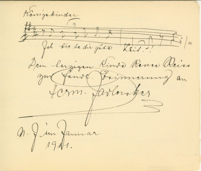 Jadlowker, Herman (Hermann) - Autograph Musical Quotation Of Konigskinder - (2420)