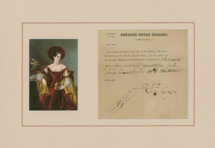 Malibran, María Felicitas - Ensemble with Portrait and Receipt Signed
