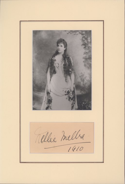 Melba, Nellie - Ensemble with Signature and Photograph as Ophelia