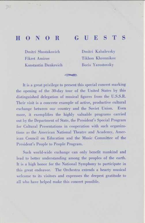 Shostakovich, Dmitri - Signed Concert Program