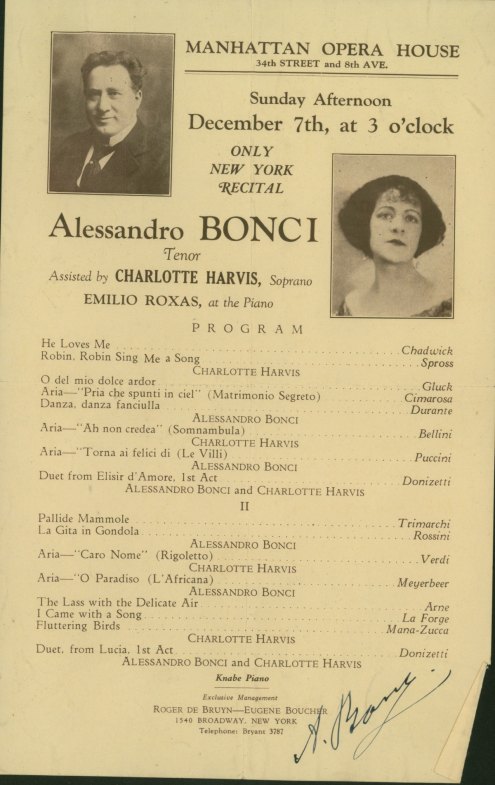 Metropolitan Opera Signed 1925 Program Of Falstaff Signed By Tibbett - Bonci Recital On Verso. - (2404)