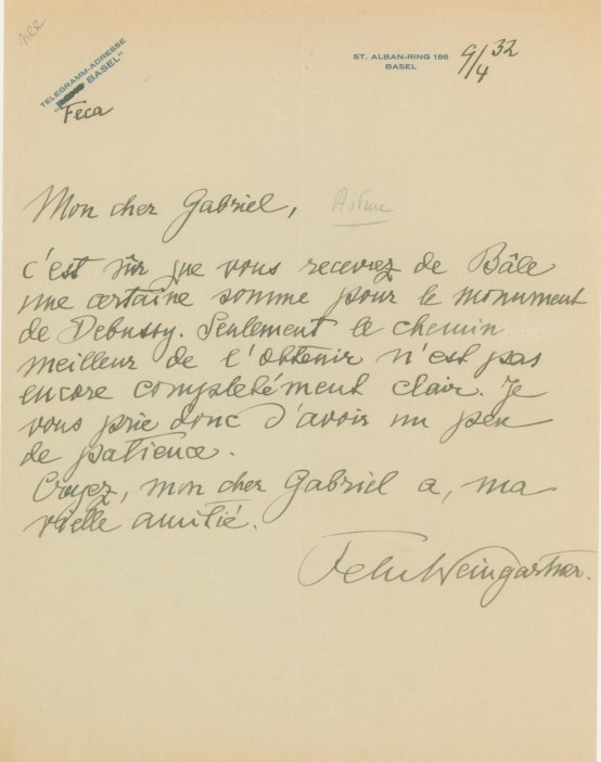 Weingartner, Felix - Autograph Letter Signed