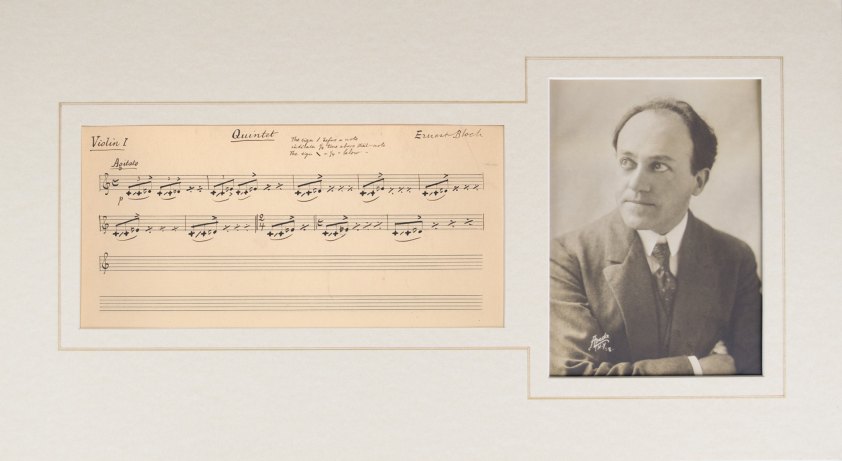 Bloch, Ernest - Autograph Musical Quotation, matted with original
