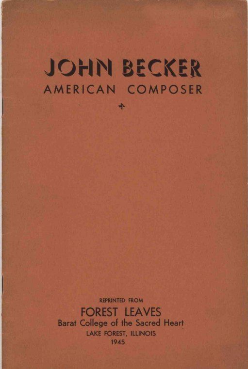 Becker, John J. - Signed biographical pamphlet
