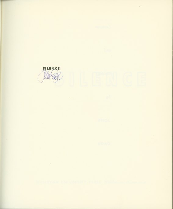 Cage, John - Silence: Lectures And Writings. - (5047)