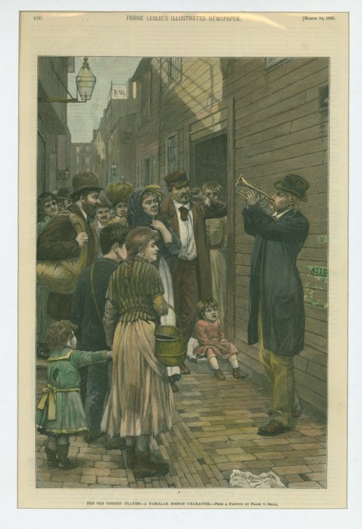 Cornet - Engraved Portrait - "The Old Cornet-Player - A Familiar Boston Character". - (5577)