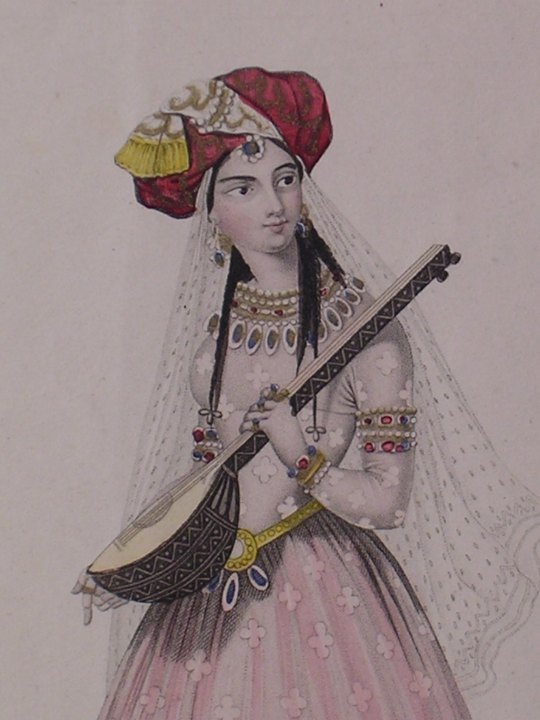 Indian Girl Playing A Lute - (982)