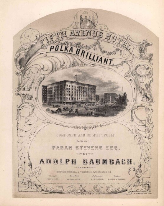 NEW YORK - FIFTH AVENUE HOTEL SHEET MUSIC - Baumbach, Adolph - Fifth
