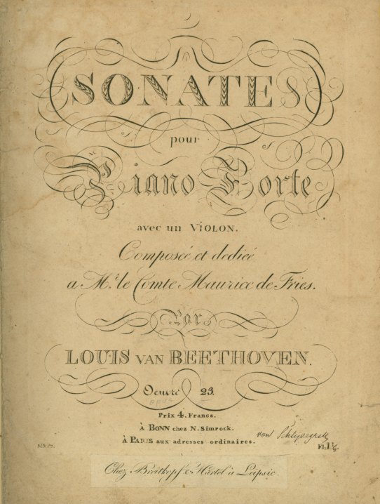 Beethoven, Ludwig Van - Sonata For Violin & Piano, Op. 23, Sonate Pour Piano Forte Avec... - (4875)