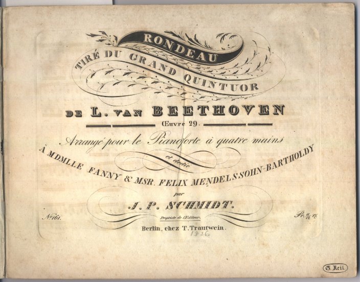 Beethoven, Ludwig Van - String Quintet, Op. 29 , Arranged, Rondeau, Tiré Du Grand Quintuor, Oeuvre... - (1317)