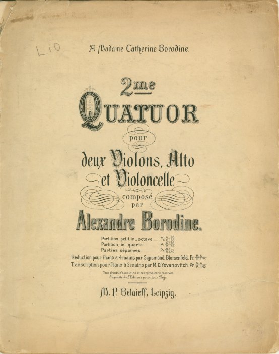 Borodin, Alexander - 2me Quatuor Pour Deux Violons, Alto Et Violoncelle - Reduction For Piano... - (4002)
