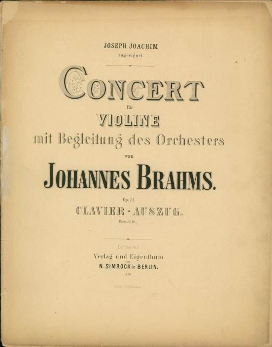 Brahms, Johannes - Concert für Violine mit Begleitung des Orchesters,