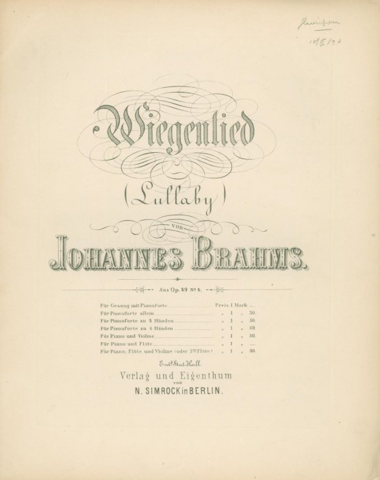 Brahms, Johannes - Wiegenlied (Lullaby). Op. 49, No. 4. [Arrangement