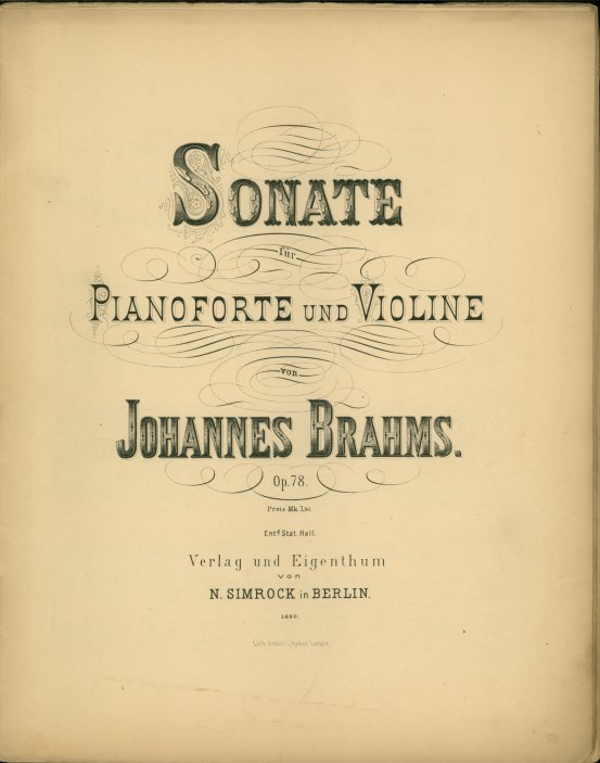 Brahms, Johannes - Sonate für Pianoforte und Violine, op. 78.