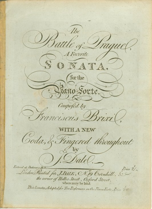 Brixi, Franciscus - The Battle Of Prague, A Favorite Sonata, For The Piano-Forte With A New... - (6126)