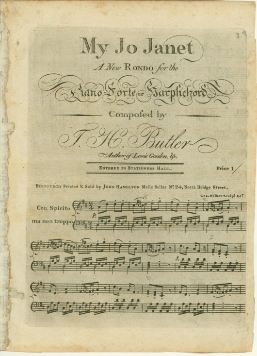 Butler, T.H. - My Jo Janet, A New Rondo For The Piano Forte Or Harpsichord. - (6125)