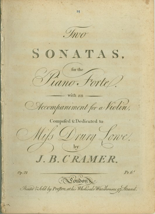 Cramer, J.B. - Two Sonatas for the Piano Forte with an Accompaniment