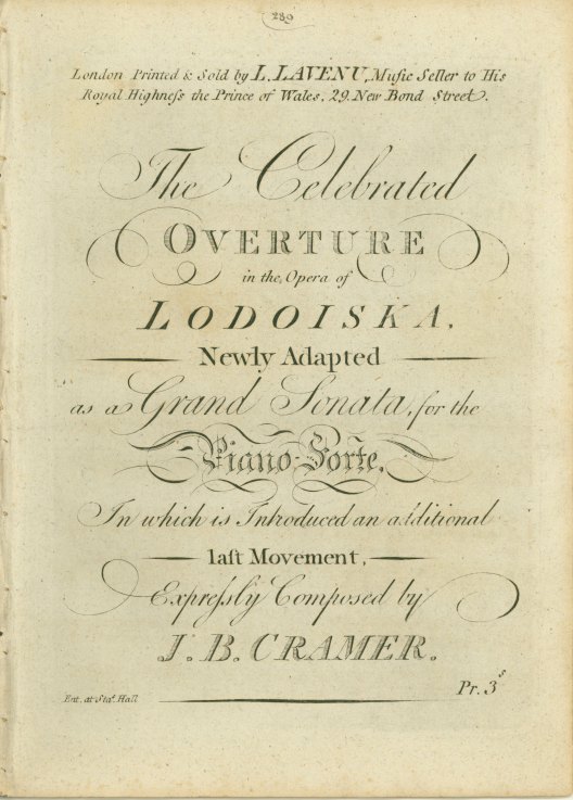 Cramer, J.B. - The Celebrated Overture in the Opera of Lodoiska, Newly