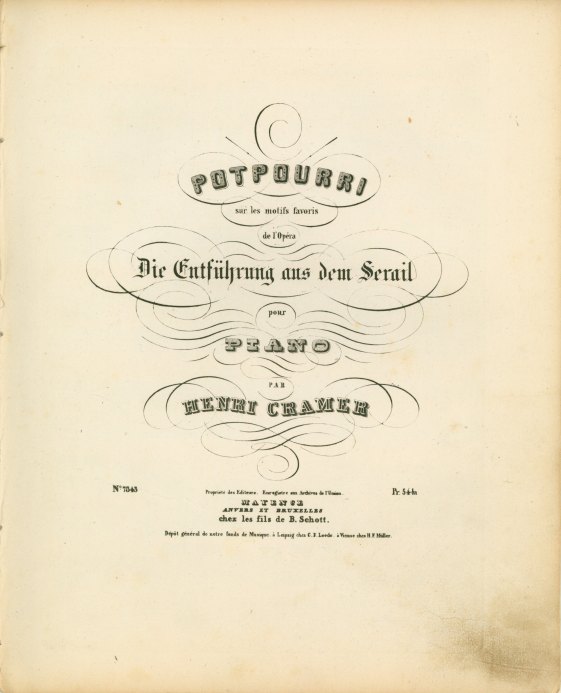 Cramer, Henry - Potpourri sur les motifs favoris de l'Opéra Die