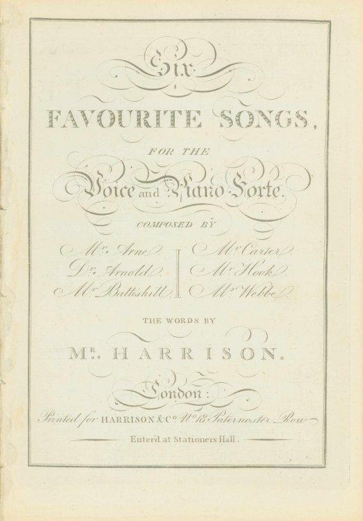 EIGHTEENTH-CENTURY SONGS - Six Favourite Songs, for the Voice and Piano