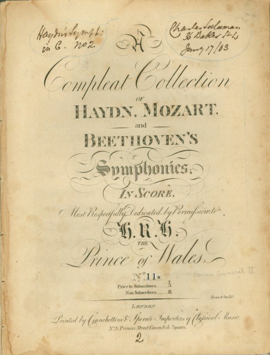 Haydn, Franz Joseph - A Compleat Collection Of Haydn, Mozart And Beethoven's Symphonies... - (4620)