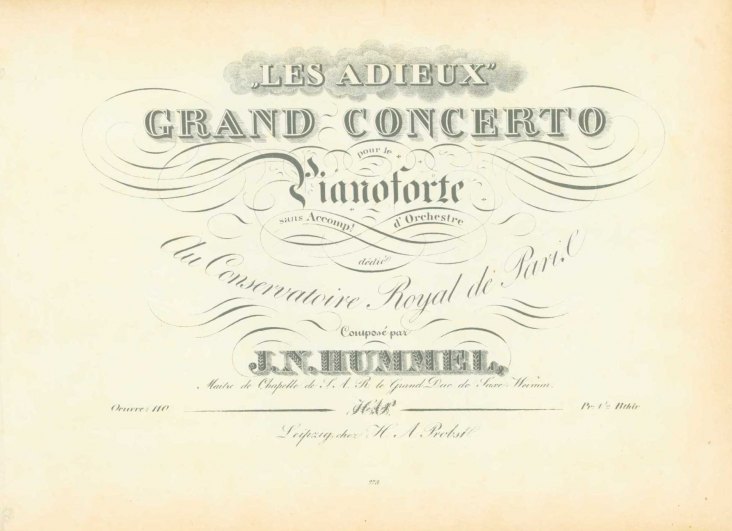 Hummel, Johann N. - "Les Adieux" Grand Concerto pour le Piano Forte