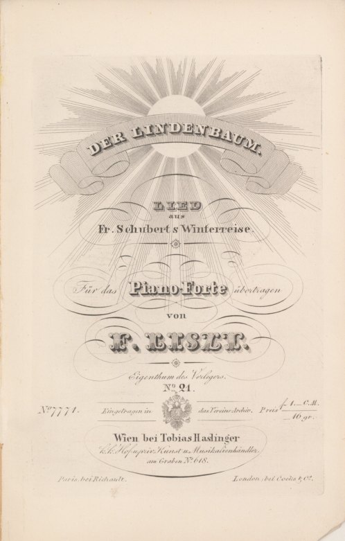 Liszt, Franz - Der Lindenbaum. Lied aus Fr. Schubert's Winterreise.