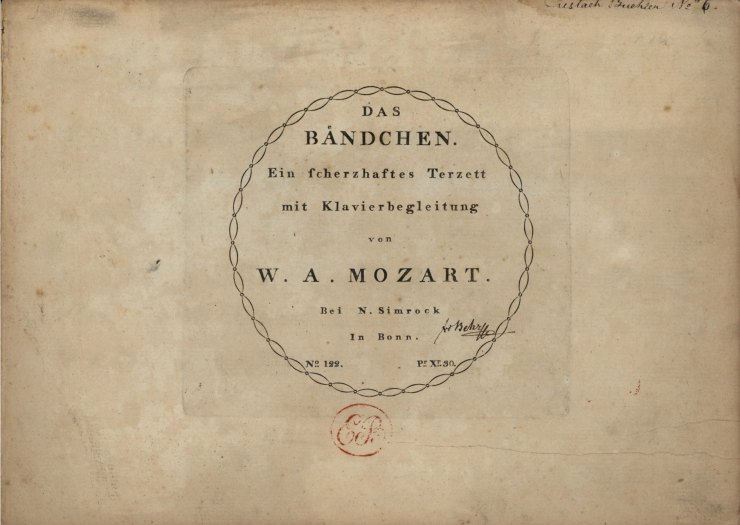 Mozart, W.A. - Trio for Voices and Piano, "Das Bandel," K441, "Das