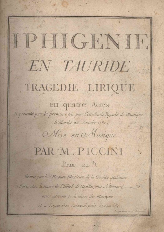 Piccinni, Nicola - Iphigenie en Tauride. [Full score].