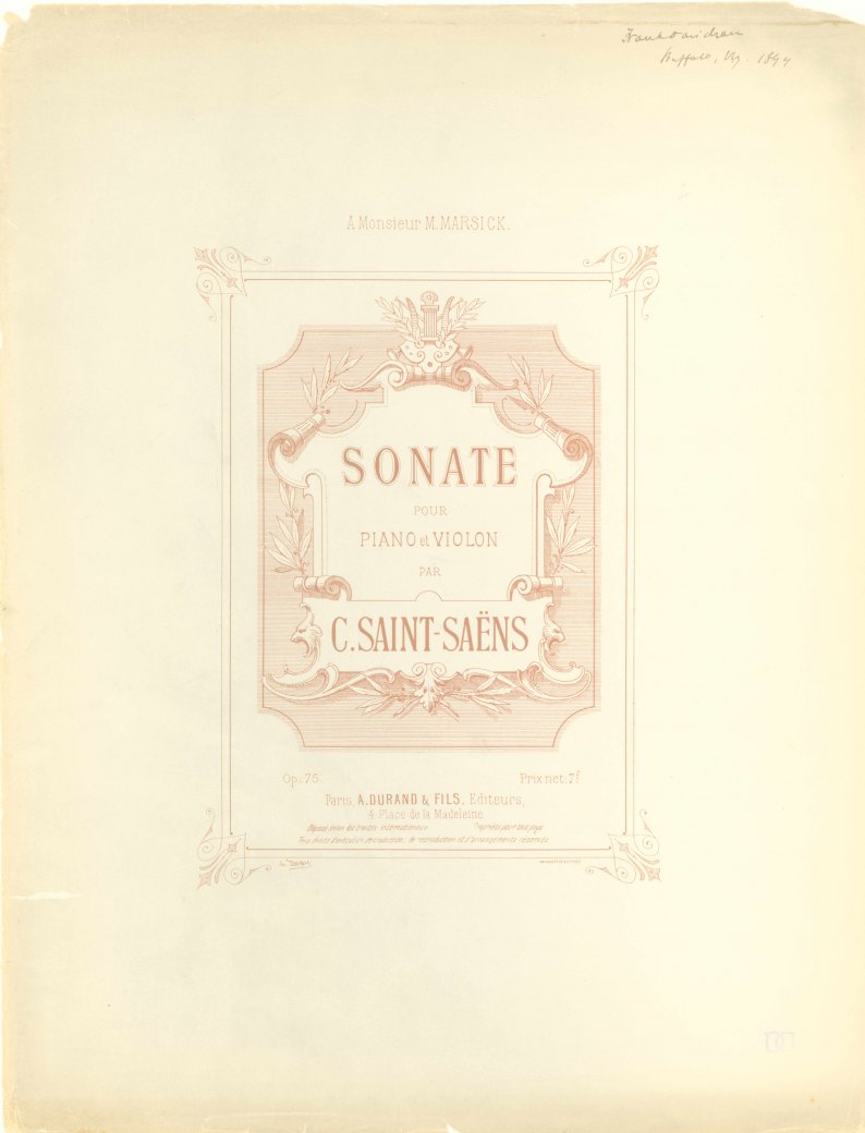 Saint-Saëns, Camille - Sonate pour Piano et Violon. Op. 75.