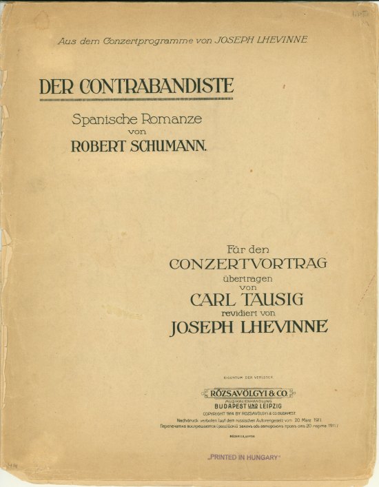 Schumann, Robert - Der Contrabandiste. Spanische Romanze Von Robert Schumann. - (6101)