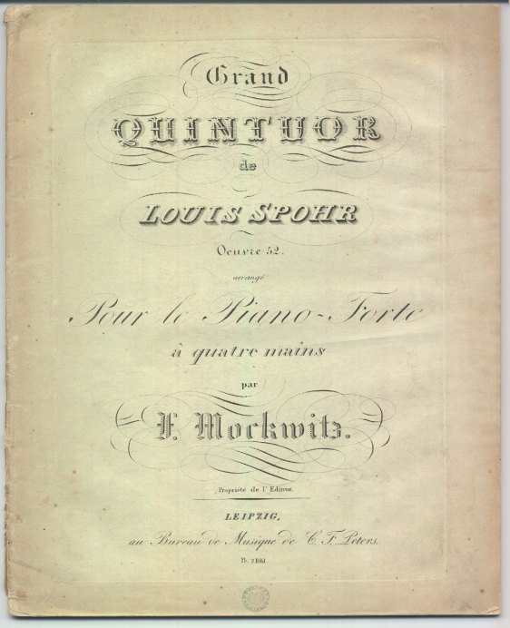 Spohr, Ludwig - Grand Quintuor De Louis Spohr Oeuvre 52. Arrangé Pour Le Piano-Forte à Quatre... - (1214)