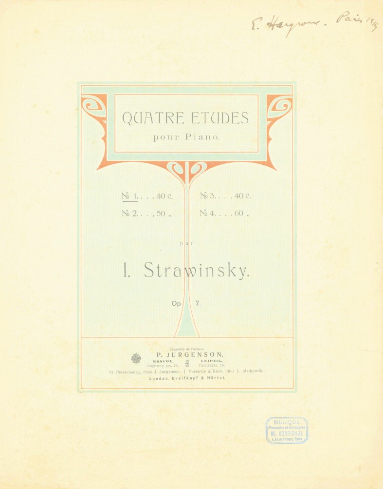 Stravinsky, Igor - Quatre Etudes pour Piano. Op. 7, No. 1.