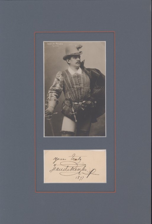 De Reszke, Jean - ensemble with signature & photo as romeo