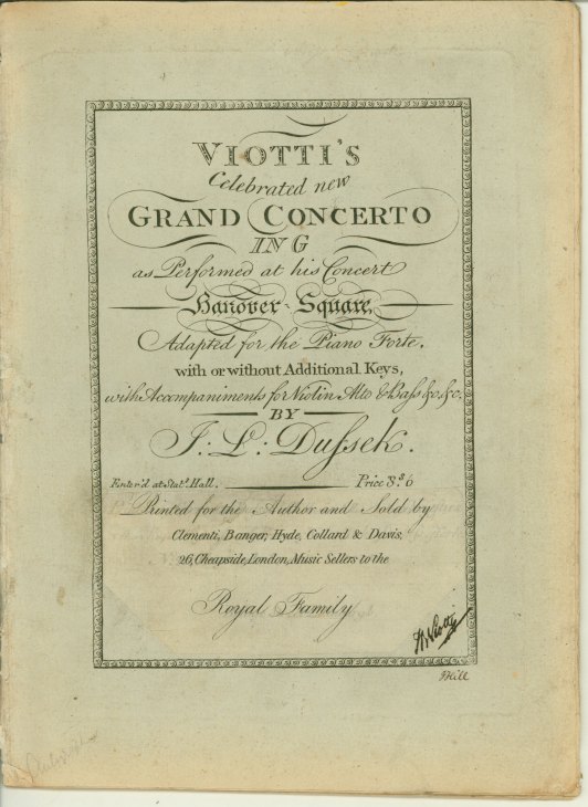 Viotti, Giovanni Battista - Violin Concerto (White I: 23), Arranged (White Ia: 7), "Viotti's... - (5906)