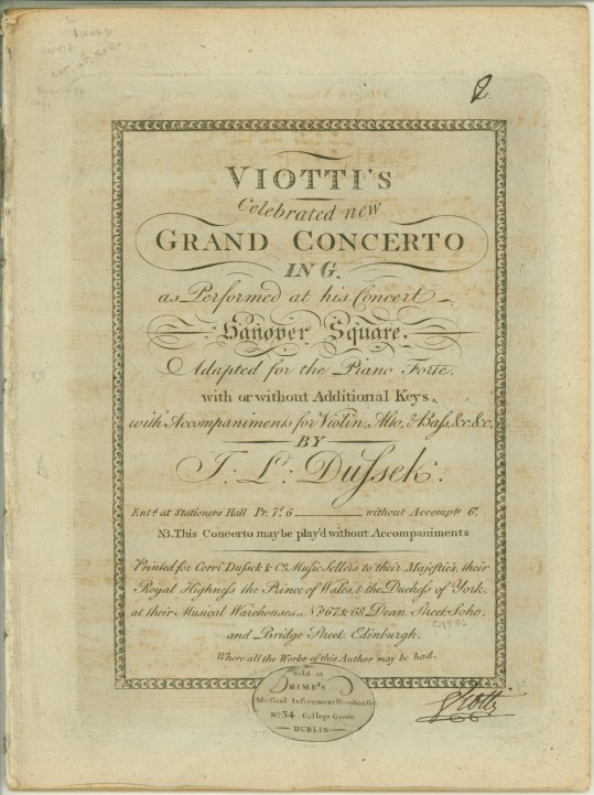 Viotti, Giovanni Battista - Violin Concerto (White I: 23), arranged