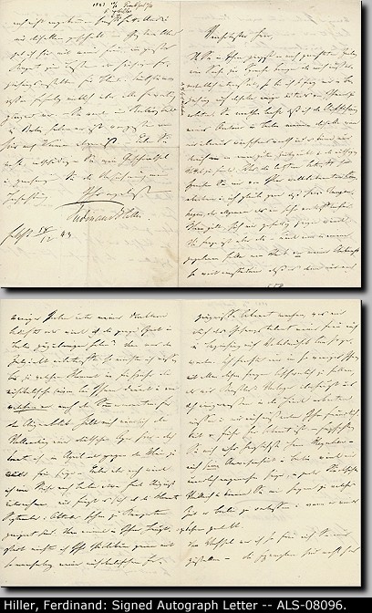 Hiller, Ferdinand - Autograph Letter Signed