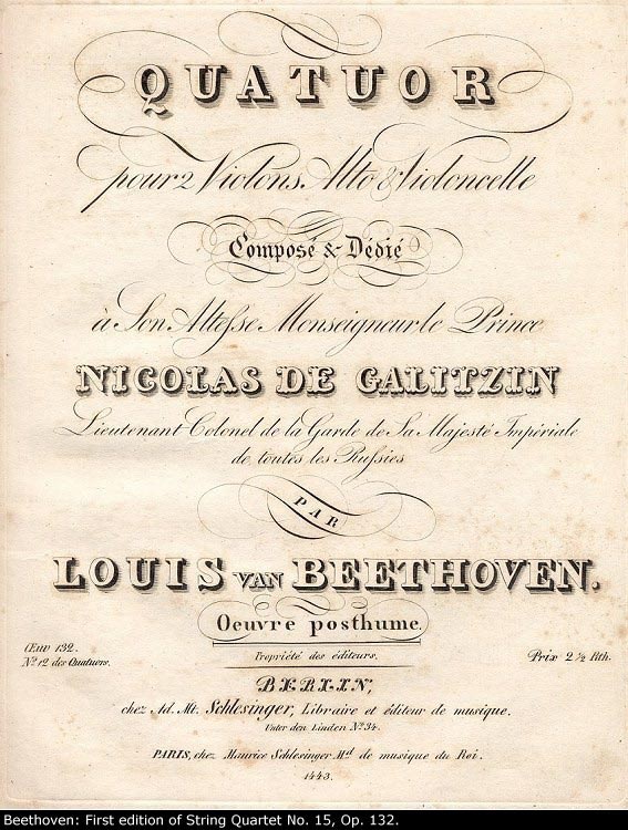 Beethoven, Ludwig van - String Quartet, Op. 132, Quatuor pour 2