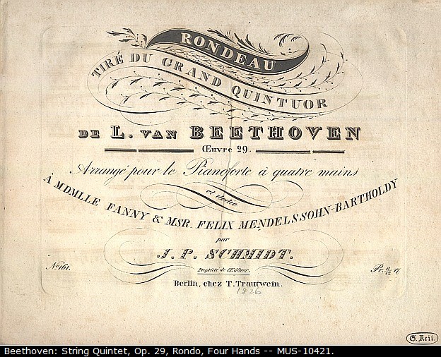 Beethoven, Ludwig van - String Quintet, Op. 29 , arranged, Rondeau,