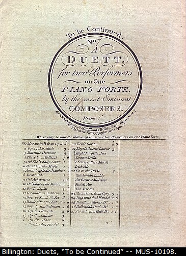 Billington, Thomas - Duet, Anna, "Shepherds I have lost my love," Air