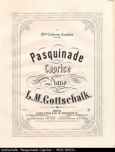Gottschalk, Louis Moreau - Pasquinade Caprice, Op. 59 (Doyle D-113),