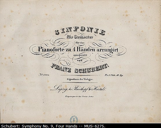 Schubert, Franz - Symphony No. 9 in C Major (D944), arranged, "Sinfonie