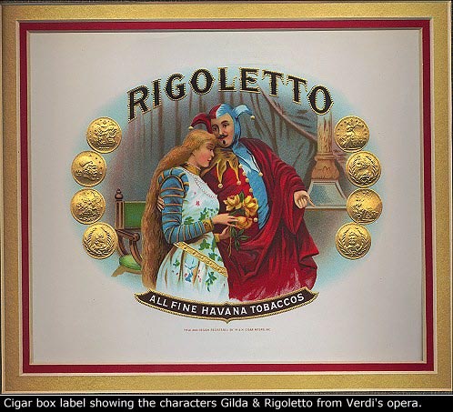 VERDI - CIGAR BOX LABEL - A scene from Verdi's Rigoletto