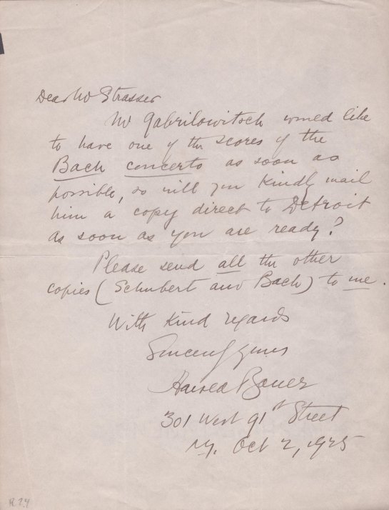 Bauer, Harold - Autograph Letter Signed