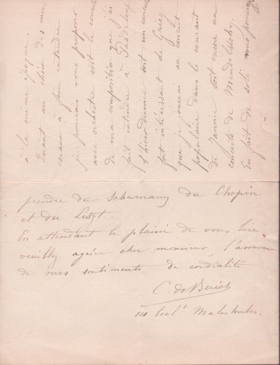 Bériot, Charles de - Two Autograph Letters Signed