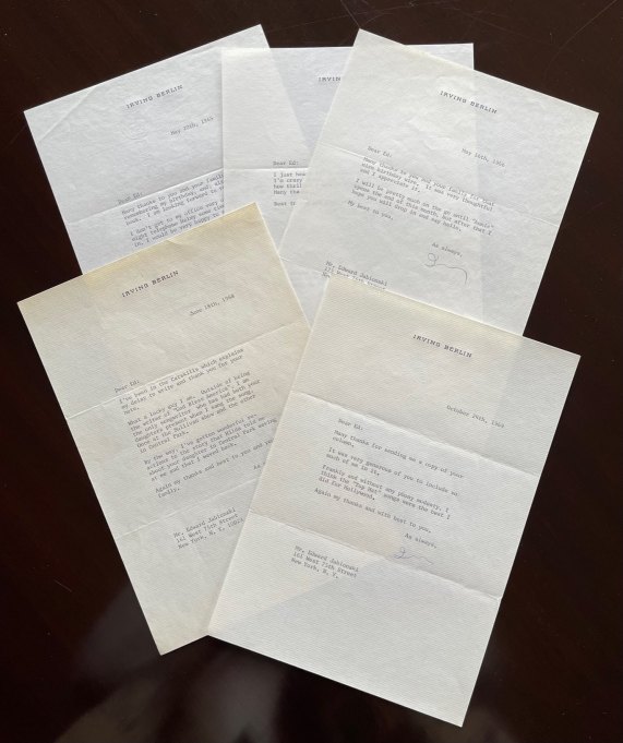 Berlin, Irving - Correspondence: 16 Typed Letters Signed
