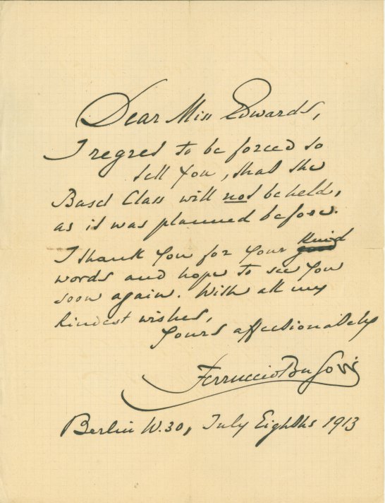Busoni, Ferruccio - Autograph Letter Signed